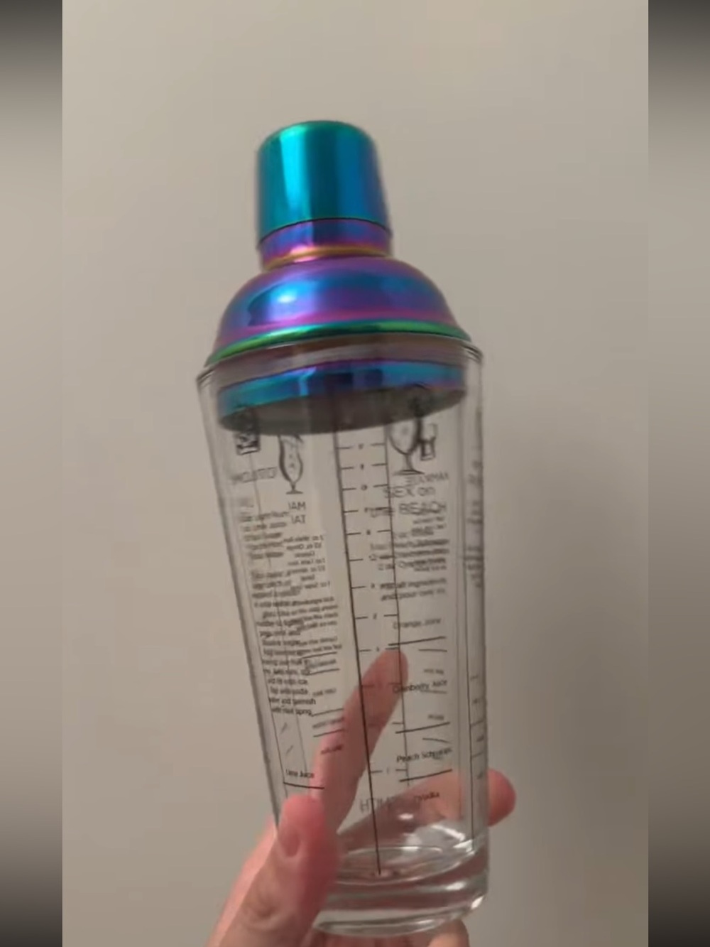 Target Rainbow Iridescent Cocktail Shaker with Measurement on Glass